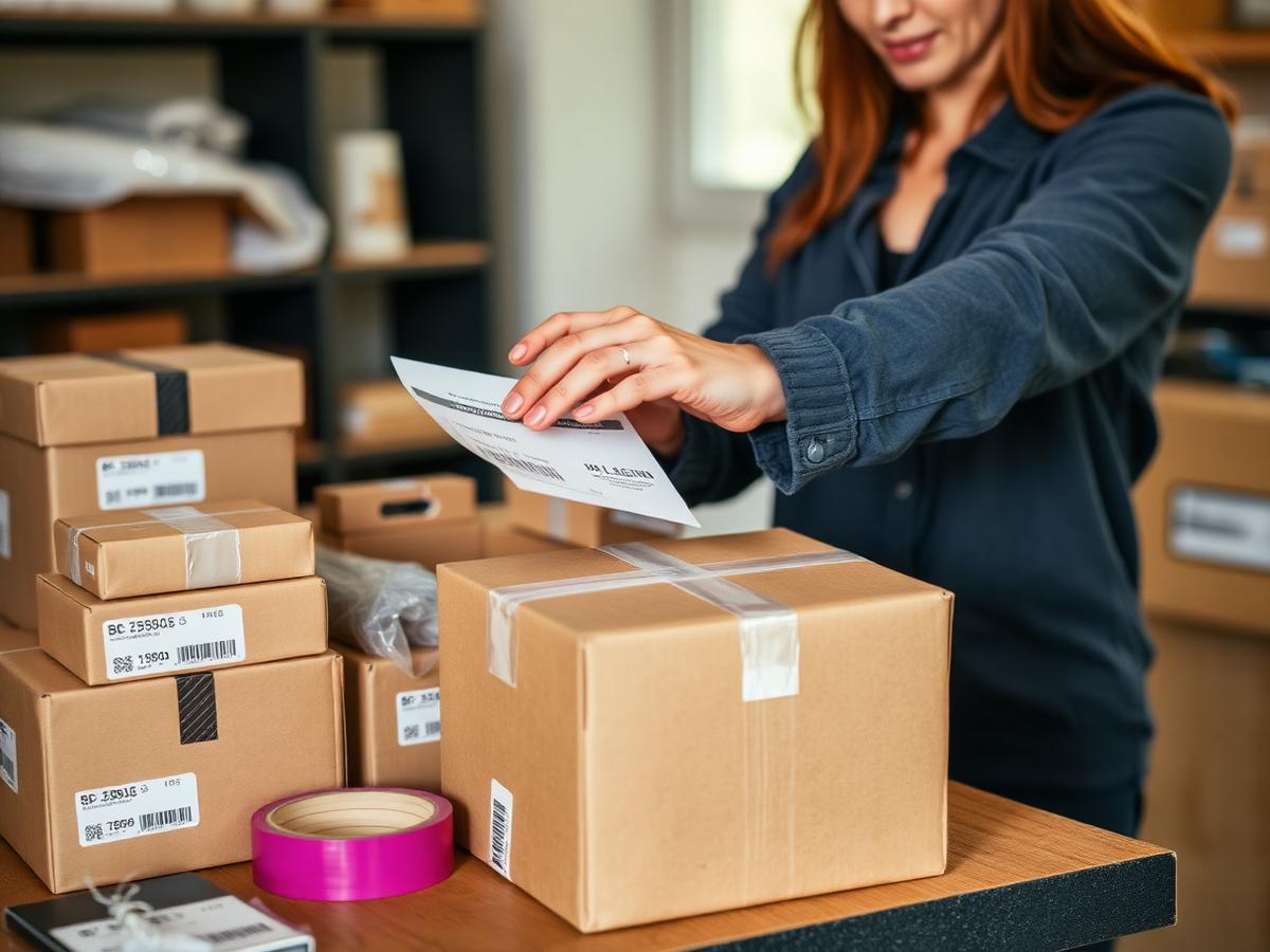 E-commerce packaging in use